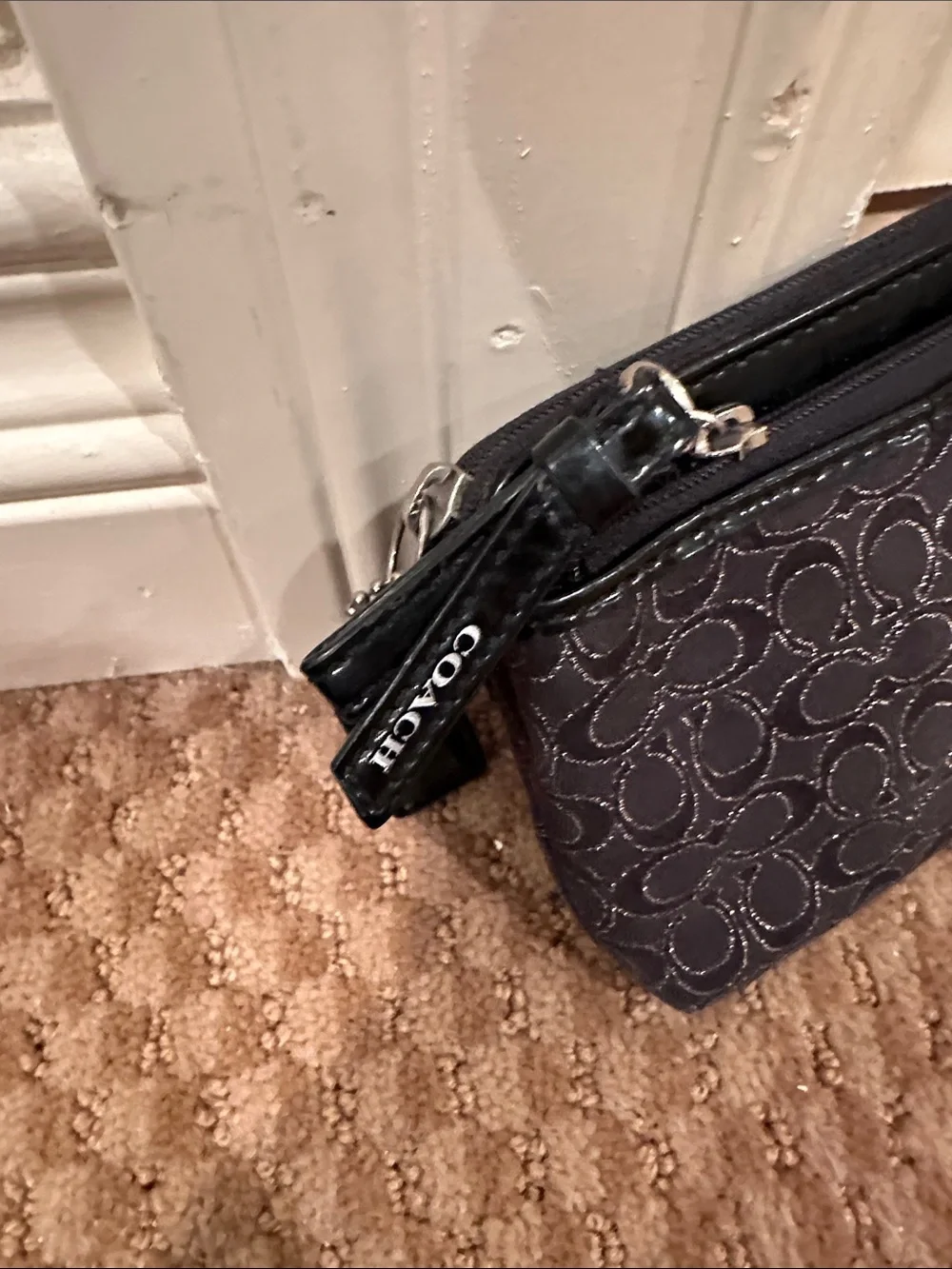 Coach Black Signature Small Zip Pouch